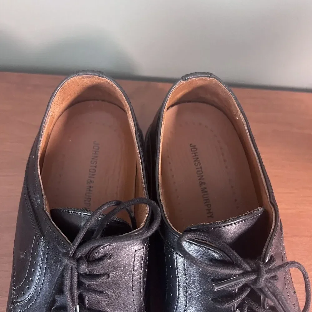 Johnston & Murphy Men’s Black Leather Derby Dress Shoes Lace-Up 11 M Lined
